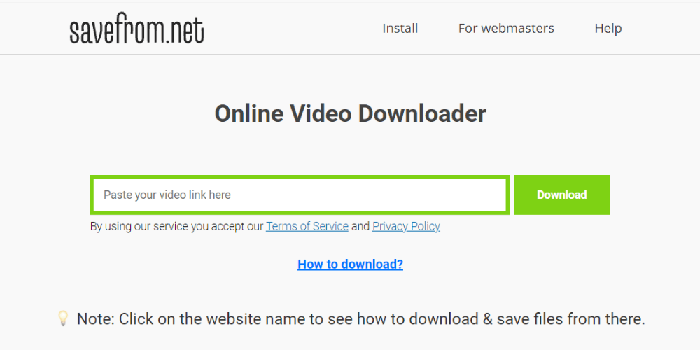 Trang web download video savefrom.net